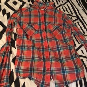 Red flannel bottom down shirt